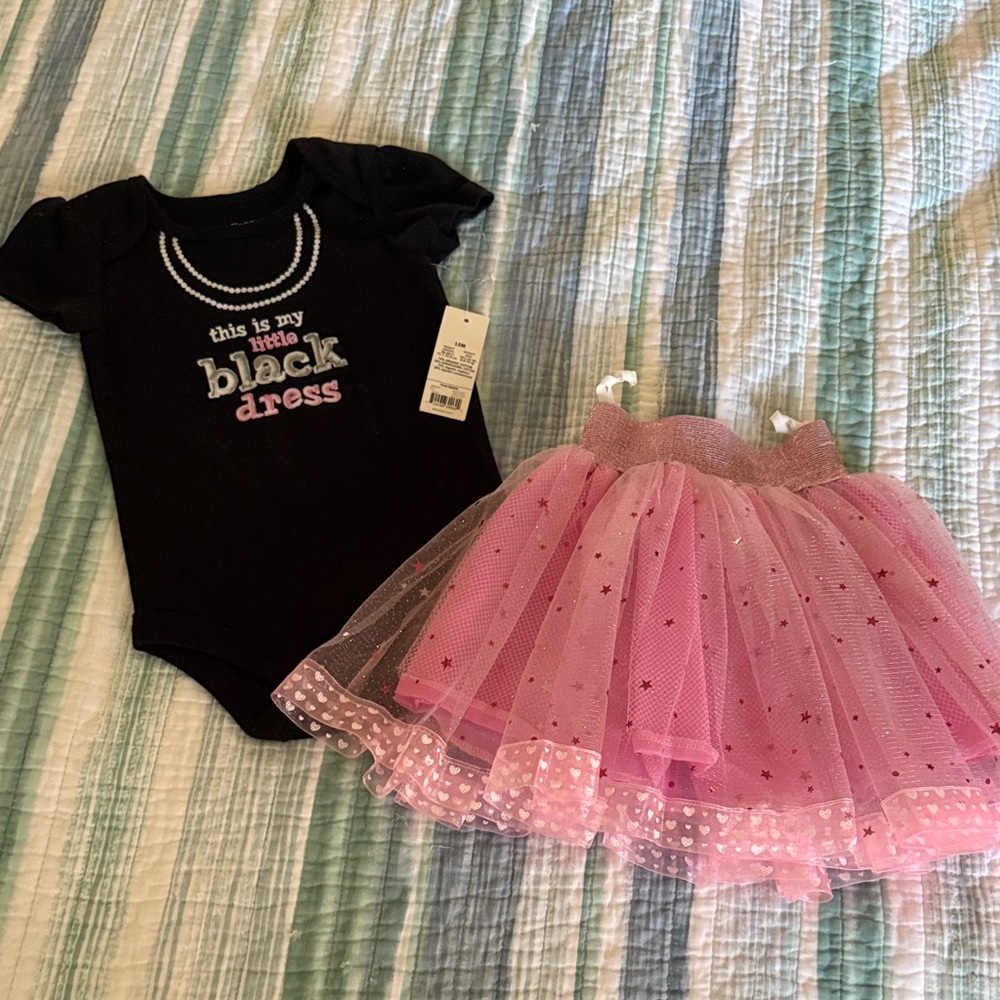 NWT Black Onesie and Pink Tutu Set
